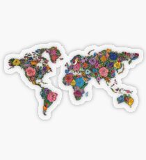Blumen Weltkarte Transparenter Sticker