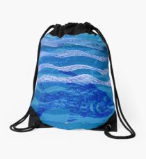 Fish and Waves Monoprint in Acrylic Drawstring Bag