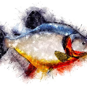Red Bellied PIRANHA Watercolor Art for the Fishing Lovers and Anglers / Gifts  for Fisherman Face Mask by OliArt