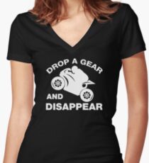 Lassen Sie einen Gang fallen und verschwinden Sie, Radfahrer-T-Shirt Shirt mit V-Ausschnitt