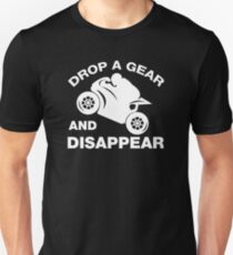 Lassen Sie einen Gang fallen und verschwinden Sie, Radfahrer-T-Shirt Unisex T-Shirt