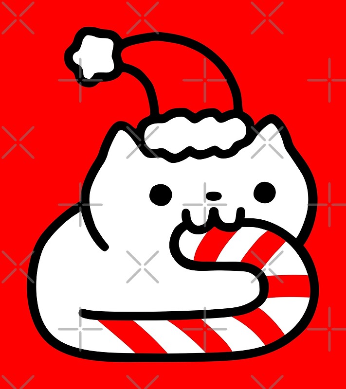 "Candy Cane Cat" by obinsun Redbubble