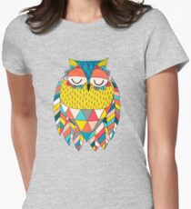 Aztec Owl Illustration Women's Fitted T-Shirt