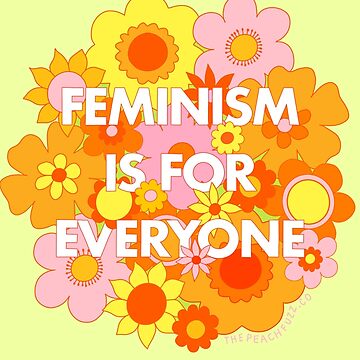 Artwork thumbnail, Feminism Is For Everyone Groovy Floral Print - The Peach Fuzz by elizabethhudy