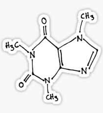 Hand drawn caffeine molecule molecular structure Sticker