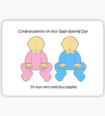 Baby Naming Day Congratulations for Twins. Sticker