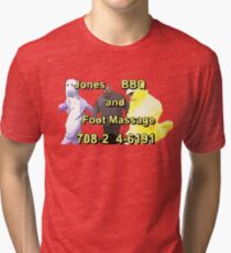 Camiseta de tejido mixto Jones BBQ y masaje de pies