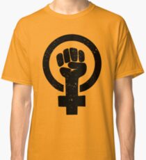 Feminist Raised Fist - Distressed Classic T-Shirt