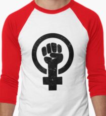 Feminist Raised Fist - Distressed Men's Baseball ¾ T-Shirt