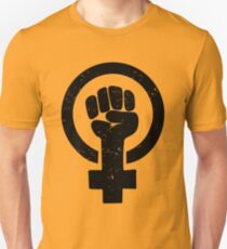 Feminist Raised Fist - Distressed Unisex T-Shirt
