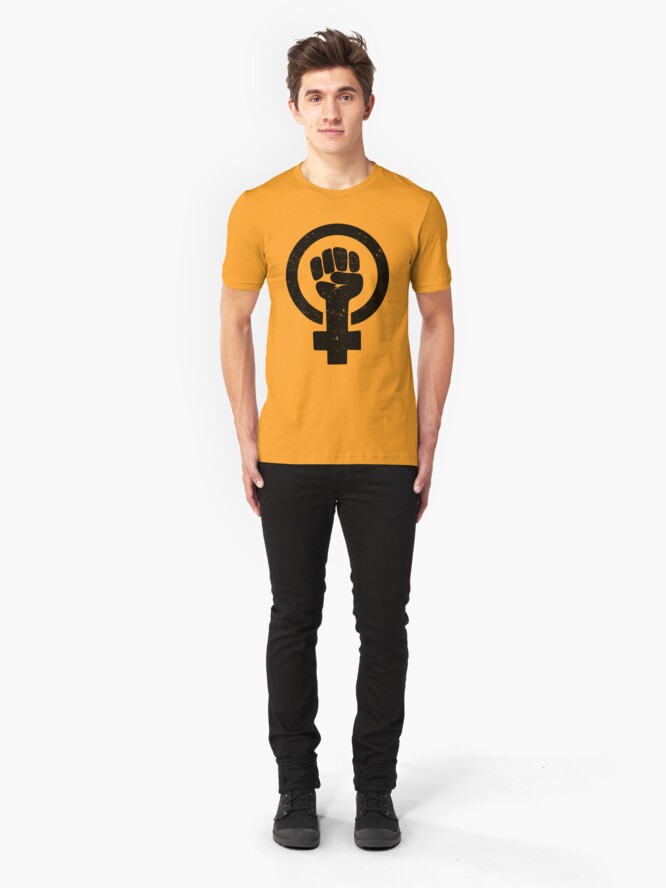 Vista alternativa de Camiseta ajustada Puño levantado feminista: angustiado