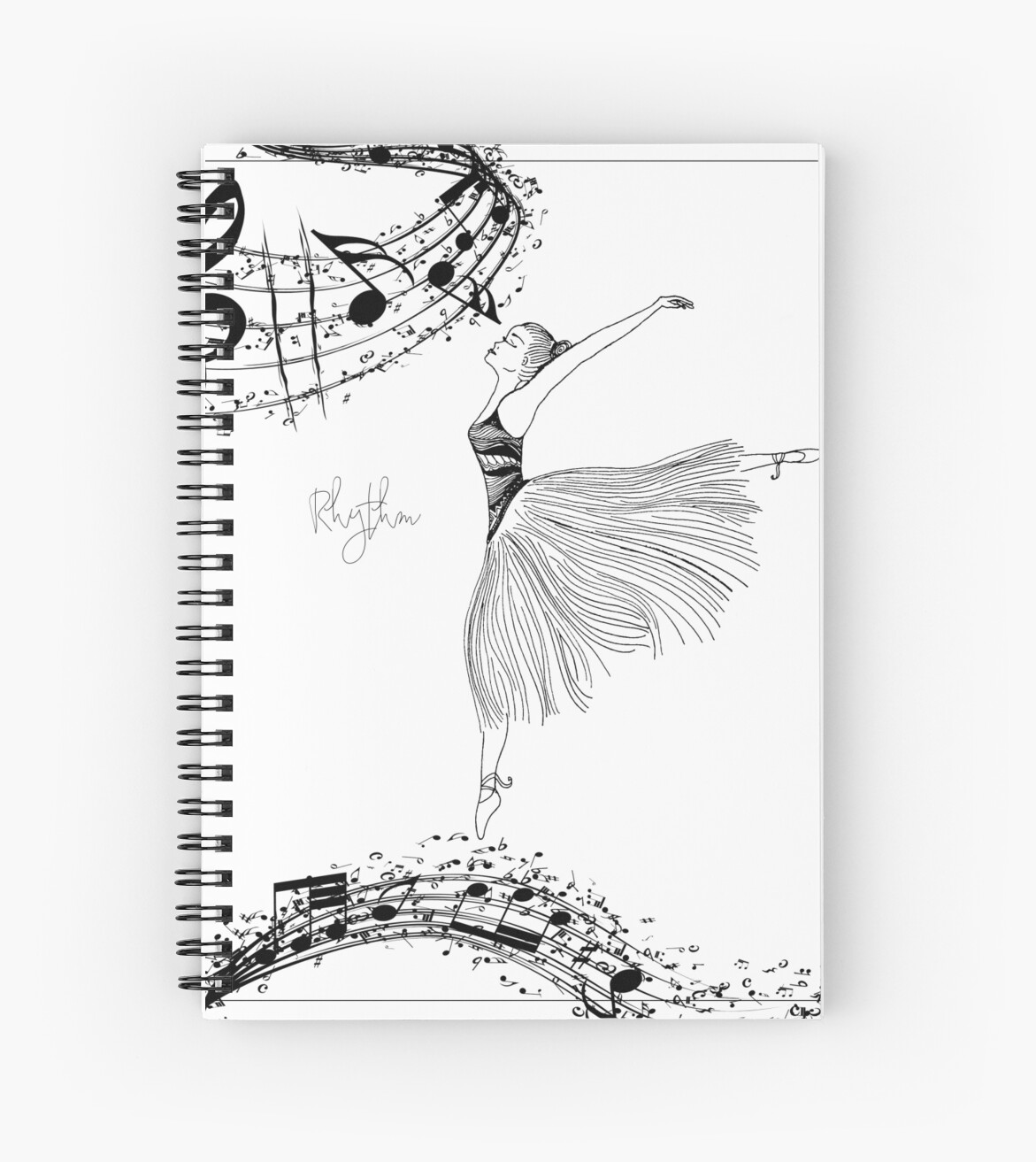 "Rhythm Ballerina Zen Art Coloring Page" Spiral Notebook by