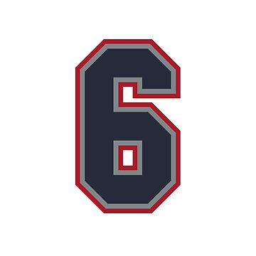 6 Navy Grey Red Sports Number Six | Sticker