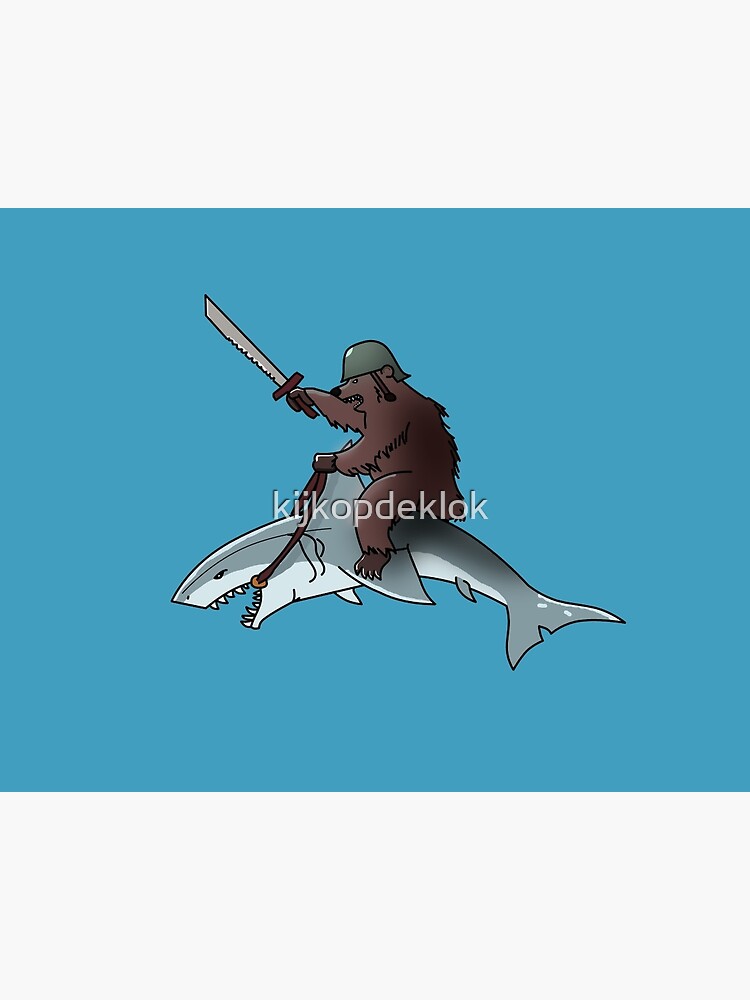 "Bear riding a shark" Poster by kijkopdeklok | Redbubble