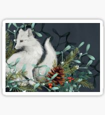 Arctic Fox Holiday Portrait Sticker