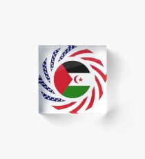 Sahrawi Arab Democratic Republic American Multinational Patriot Flag Series Acrylic Block