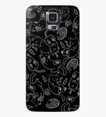 Cat Party (White on Black) Case/Skin for Samsung Galaxy