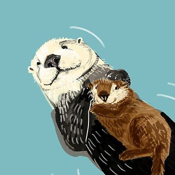Artwork thumbnail, Alaska sea otter mom and baby by belettelepink