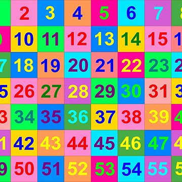 Counting Numbers 1 to 56 Number Chart Sticker for Sale by MarigoldAndCo