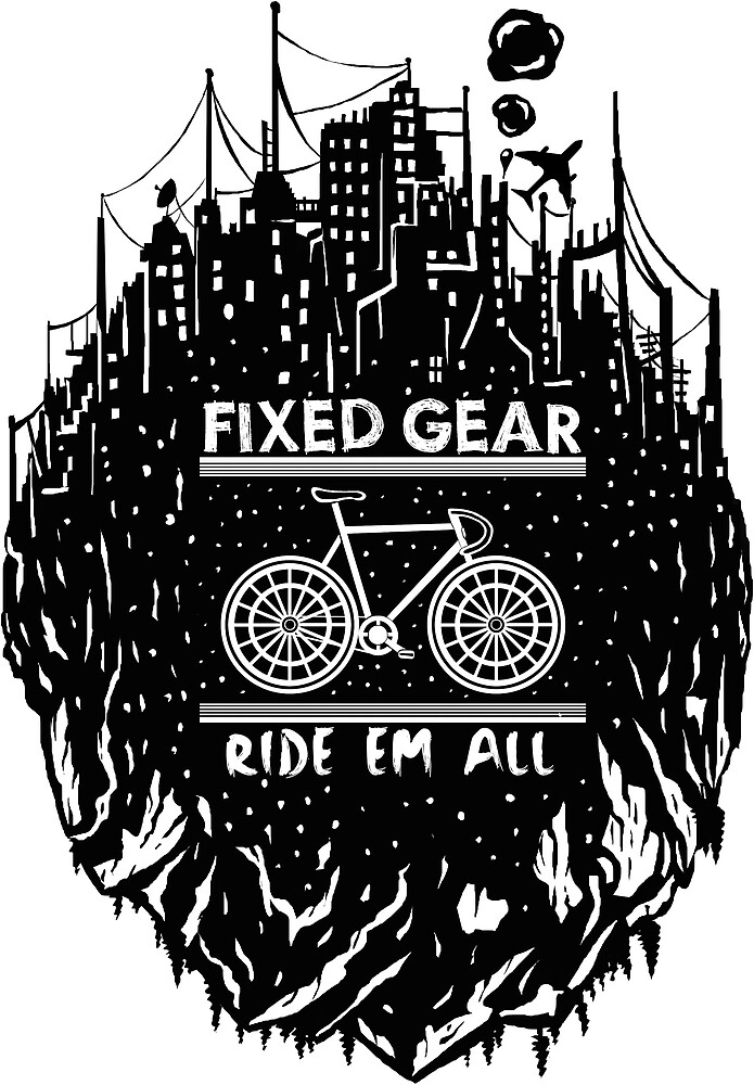 Fixed Gear Bike Cycling Skull Emblem Bicycle By Antonkarlik