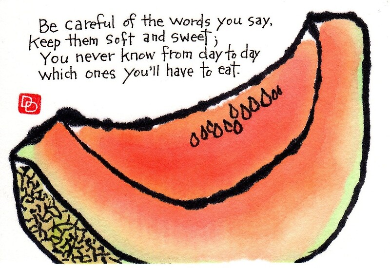 "Cantaloupe Words" by dosankodebbie Redbubble