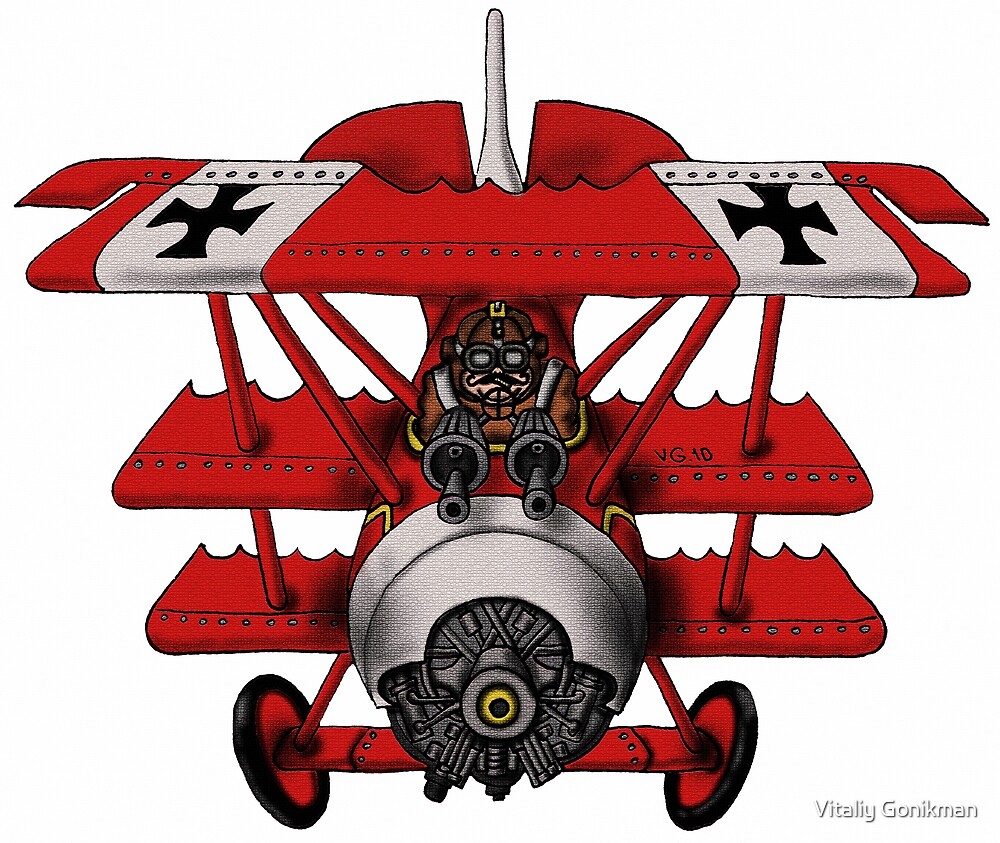 "Red Baron airplane funny cartoon" by Vitaliy Gonikman Redbubble