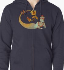 Flower Devi Green Goddess Zipped Hoodie
