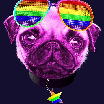 Gay Pride Pug LGBT Dog Sunglasses  Poster for Sale by