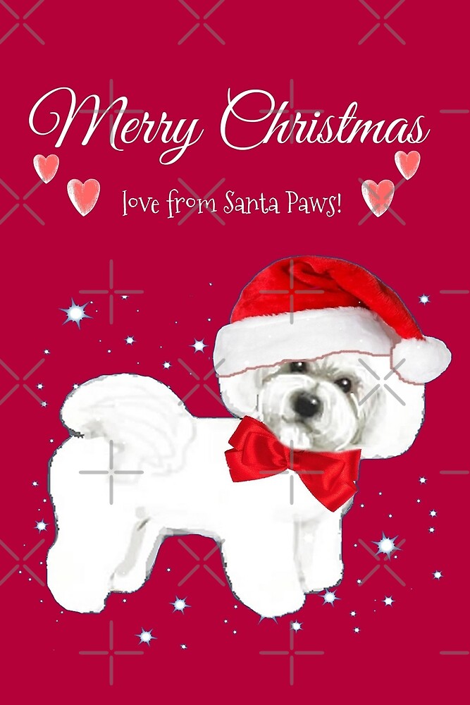Bichon frise santa dog, Christmas pink by MagentaRose