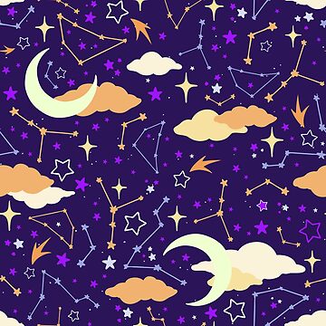 Artwork thumbnail, Constellation Stars and Moons in Halloween Colours by evannave