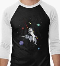 Unicorn Riding Narwhal In Space Men's Baseball ¾ T-Shirt