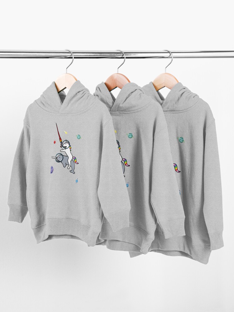 Alternate view of Unicorn Riding Narwhal In Space Toddler Pullover Hoodie