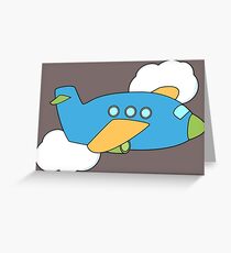 Airplane flying through Clouds Greeting Card