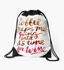 Coffee & Wine – Brown & Magenta Ombré Drawstring Bag