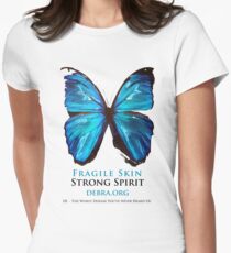 Beautiful Blue Butterfly Proceeds donated to DebRa.org Women's Fitted T-Shirt