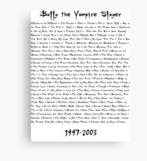 Buffy the Vampire Slayer: Episodes Canvas Print