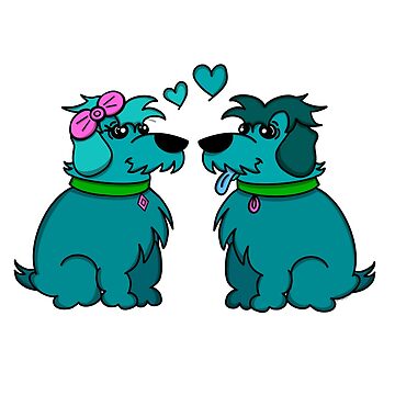 Artwork thumbnail, Sheep Dogs in Love Teal by HappigalArt