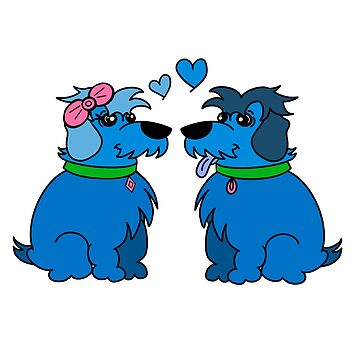 Artwork thumbnail, Sheep Dogs in Love Blue by HappigalArt