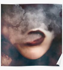 Frauen-rote Lippen Vape-Wolken Poster