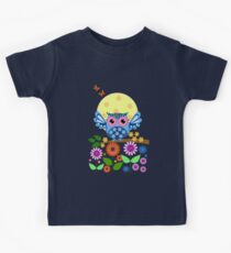 Decorative spring owl and flowers Kids Tee