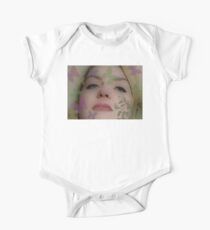 pretty girl with butterflies Short Sleeve Baby One-Piece