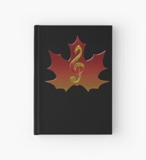 Cuaderno de tapa dura Treble Clef Overlaying Red Maple Leaf