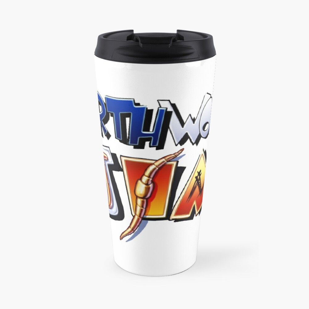 Earthworm Jim Logo Travel Mug By Nasty138 Redbubble