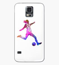 Mädchen, das Fußballfußballspielerschattenbild spielt Hülle & Skin für Samsung Galaxy
