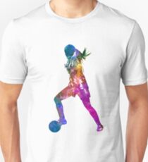 Girl playing soccer football player silhouette Slim Fit T-Shirt