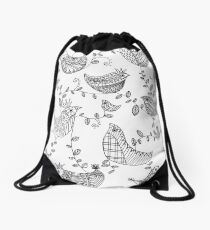 Adult colouring - Birds Drawstring Bag