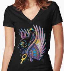 Pharaoh Cat Women's Fitted V-Neck T-Shirt