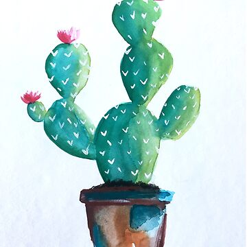 Artwork thumbnail, Hedgehog Cactus Watercolour by JenieYolland