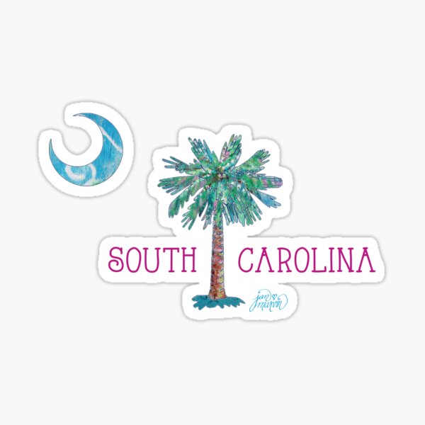South Carolina Palmetto Tree and Moon by Jan Marvin Sticker