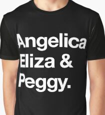 Helvetica Angelica Eliza and Peggy (White on Black) Graphic T-Shirt